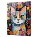 Rengarenk Neşe: Modern Sanat Kedi Temalı Temperli Cam Tablo Duvar Dekoru cam tablo, duvar sanatı, modern dekorasyon, soyut sanat, cam sanat eserleri, iç mekan dekorasyonu, ofis dekorasyonu, ev dekorasyonu, restoran dekorasyonu, cafe dekorasyonu, cam baskı, UV baskı, estetik duvar sanatı