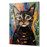 Renkli Mozaik Kedi: Modern Sanat Temperli Cam Tablo Duvar Dekoru cam tablo, duvar sanatı, modern dekorasyon, soyut sanat, cam sanat eserleri, iç mekan dekorasyonu, ofis dekorasyonu, ev dekorasyonu, restoran dekorasyonu, cafe dekorasyonu, cam baskı, UV baskı, estetik duvar sanatı