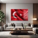 Türk Bayrağı Dalgalanıyor: Vatan Sevgisi Temalı Temperli Cam Tablo Duvar Dekoru cam tablo, duvar sanatı, modern dekorasyon, soyut sanat, cam sanat eserleri, iç mekan dekorasyonu, ofis dekorasyonu, ev dekorasyonu, restoran dekorasyonu, cafe dekorasyonu, cam baskı, UV baskı, estetik duvar sanatı