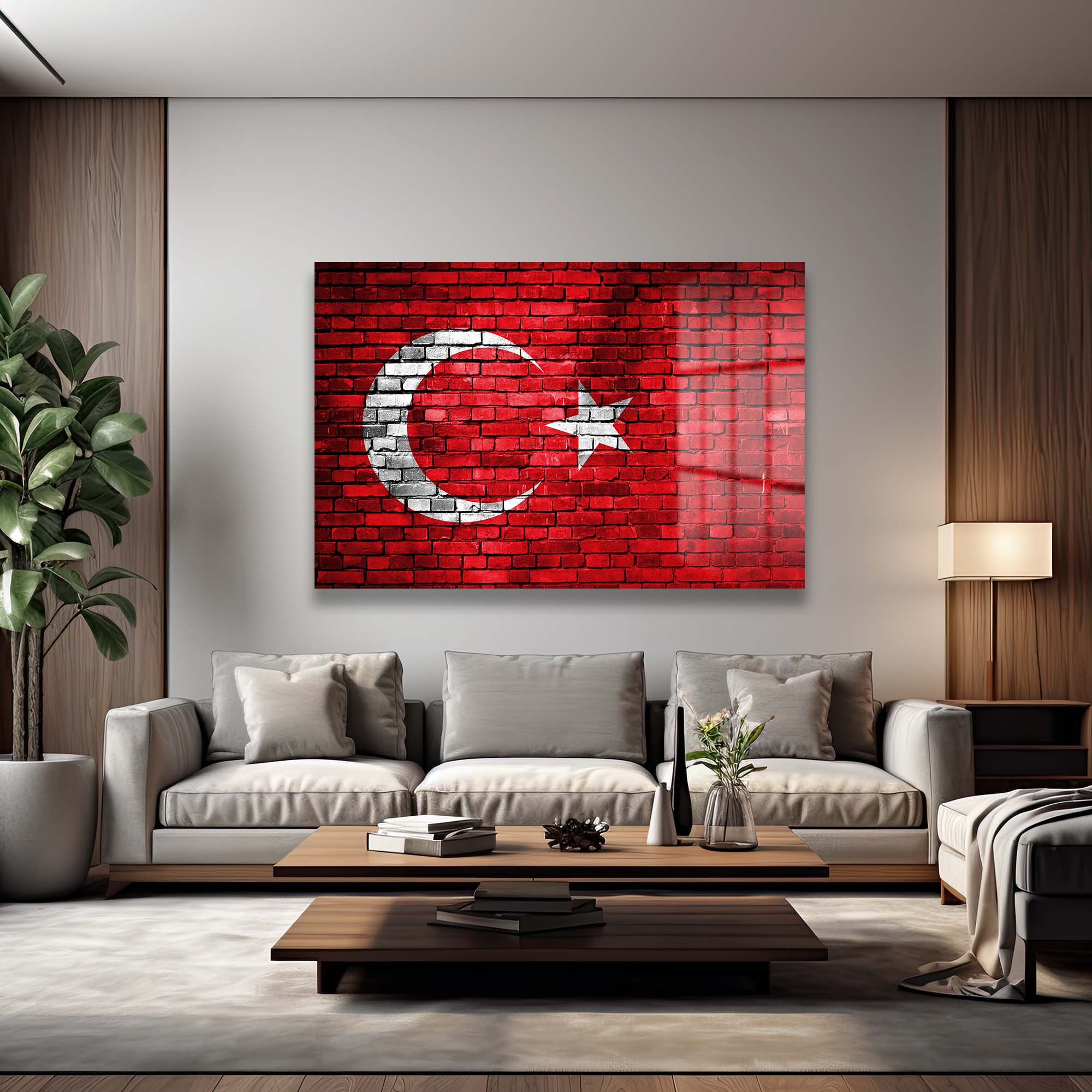 Türkiye Bayrağı Tuğla Duvar Görünümlü Cam Tablo | Vatansever Duvar Dekorasyonu Duvar Dekoru cam tablo, duvar sanatı, modern dekorasyon, soyut sanat, cam sanat eserleri, iç mekan dekorasyonu, ofis dekorasyonu, ev dekorasyonu, restoran dekorasyonu, cafe dekorasyonu, cam baskı, UV baskı, estetik duvar sanatı