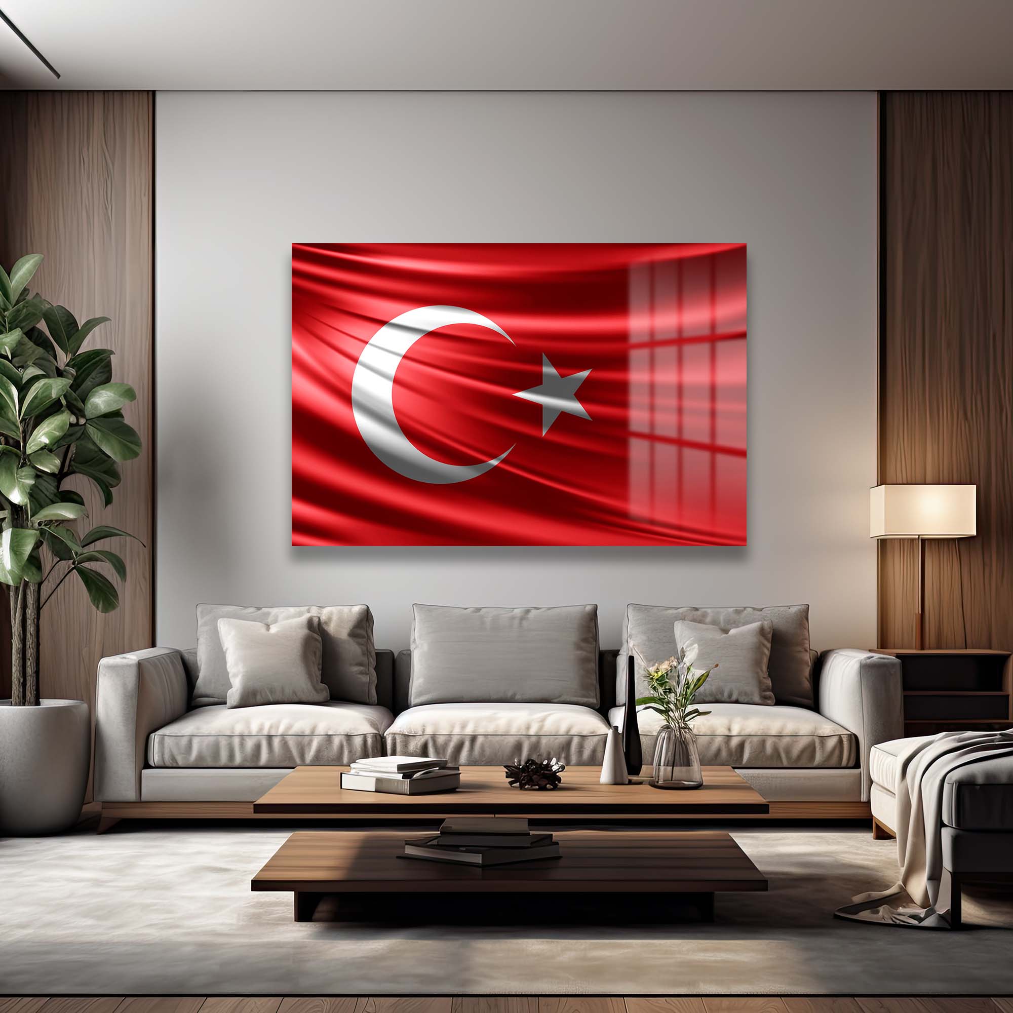 Ay Yıldızın Görkemi: Dalgalanan Türk Bayrağı Cam Tablo Duvar Dekoru cam tablo, duvar sanatı, modern dekorasyon, soyut sanat, cam sanat eserleri, iç mekan dekorasyonu, ofis dekorasyonu, ev dekorasyonu, restoran dekorasyonu, cafe dekorasyonu, cam baskı, UV baskı, estetik duvar sanatı