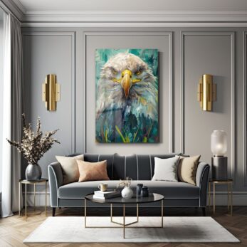 Kartalın Hükmü: Güçlü Duruşlu Modern Sanat Cam Tablo - Glazella