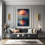 Büyüleyici Lotus Yansımaları: Modern Soyut Cam Tablo Duvar Dekoru cam tablo, duvar sanatı, modern dekorasyon, soyut sanat, cam sanat eserleri, iç mekan dekorasyonu, ofis dekorasyonu, ev dekorasyonu, restoran dekorasyonu, cafe dekorasyonu, cam baskı, UV baskı, estetik duvar sanatı