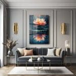 Huzurun Yansıması: Modern Lotus Çiçeği Temperli Cam Tablo Duvar Dekoru cam tablo, duvar sanatı, modern dekorasyon, soyut sanat, cam sanat eserleri, iç mekan dekorasyonu, ofis dekorasyonu, ev dekorasyonu, restoran dekorasyonu, cafe dekorasyonu, cam baskı, UV baskı, estetik duvar sanatı