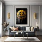 Urban Grunge Smiley: Asi Ruhlu Modern Cam Tablo Duvar Dekoru cam tablo, duvar sanatı, modern dekorasyon, soyut sanat, cam sanat eserleri, iç mekan dekorasyonu, ofis dekorasyonu, ev dekorasyonu, restoran dekorasyonu, cafe dekorasyonu, cam baskı, UV baskı, estetik duvar sanatı