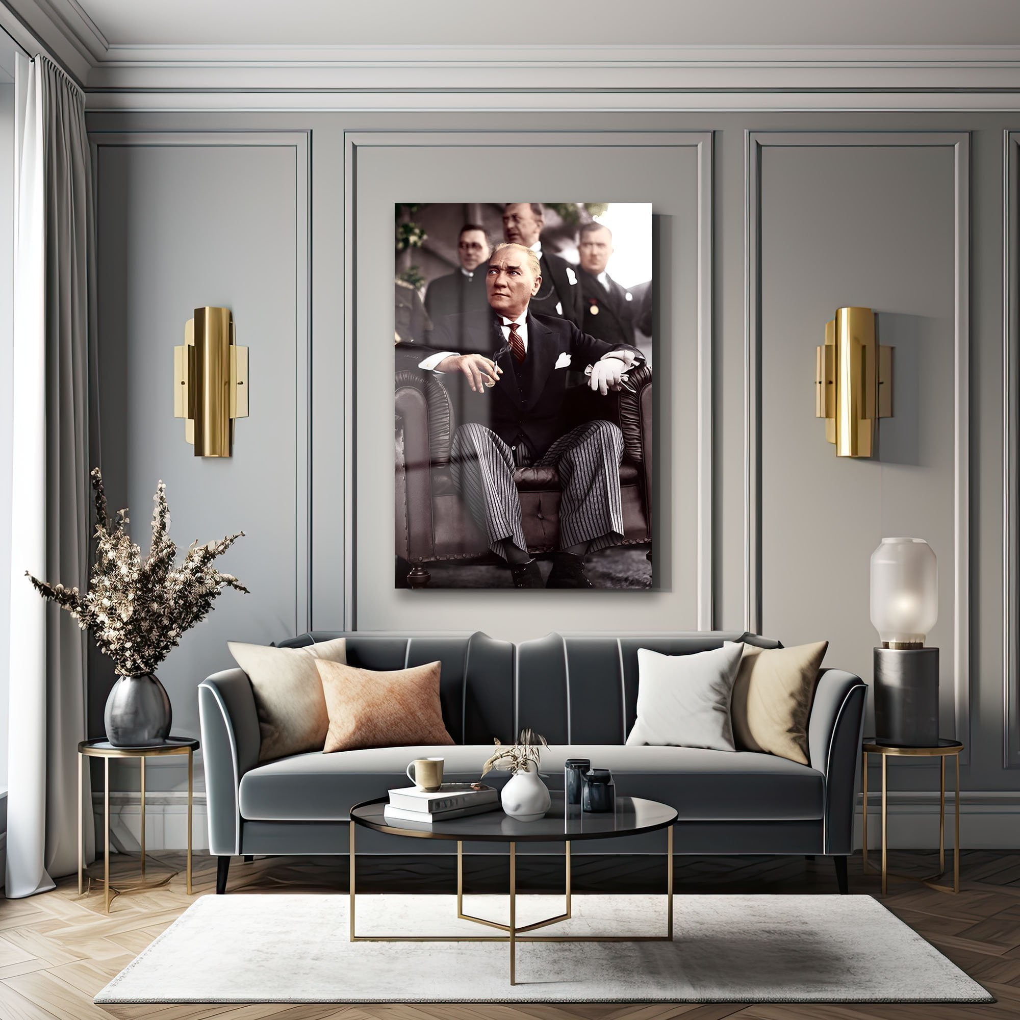 Atatürk'ün Zamansız Duruşu: Asil Ruh Cam Tablo Duvar Dekoru cam tablo, duvar sanatı, modern dekorasyon, soyut sanat, cam sanat eserleri, iç mekan dekorasyonu, ofis dekorasyonu, ev dekorasyonu, restoran dekorasyonu, cafe dekorasyonu, cam baskı, UV baskı, estetik duvar sanatı