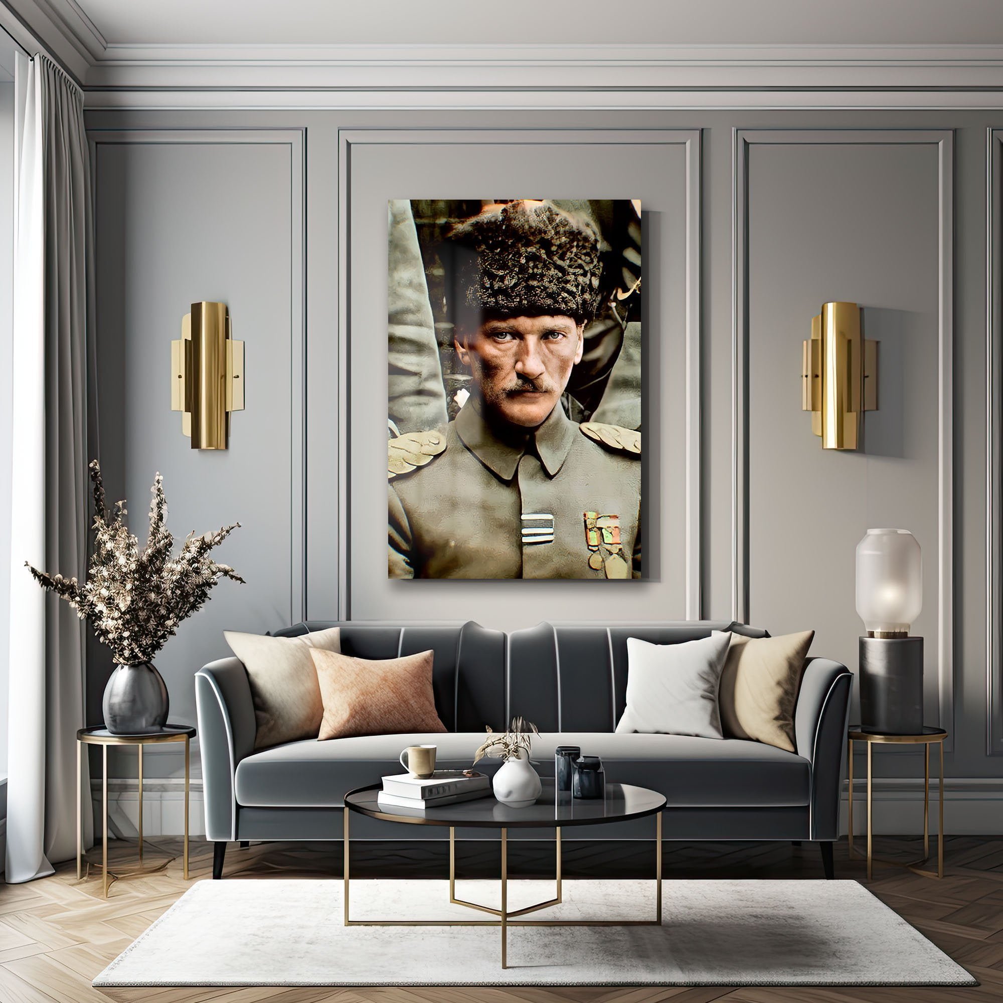 Atatürk'ün Güçlü Bakışı: Lider Ruhu Yansıtan Temperli Cam Tablo Duvar Dekoru cam tablo, duvar sanatı, modern dekorasyon, soyut sanat, cam sanat eserleri, iç mekan dekorasyonu, ofis dekorasyonu, ev dekorasyonu, restoran dekorasyonu, cafe dekorasyonu, cam baskı, UV baskı, estetik duvar sanatı