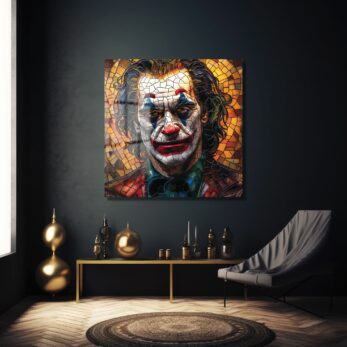 Joker'in Vitray Yansımaları: İkonik Sanat Cam Tablo - Glazella