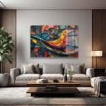 Renklerin Dansı: Mozaik Sanat Kuşu Temperli Cam Tablo Duvar Dekoru cam tablo, duvar sanatı, modern dekorasyon, soyut sanat, cam sanat eserleri, iç mekan dekorasyonu, ofis dekorasyonu, ev dekorasyonu, restoran dekorasyonu, cafe dekorasyonu, cam baskı, UV baskı, estetik duvar sanatı