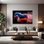 Sonsuz Enerji: Ateş ve Buz Atı Modern Cam Tablo Duvar Dekoru cam tablo, duvar sanatı, modern dekorasyon, soyut sanat, cam sanat eserleri, iç mekan dekorasyonu, ofis dekorasyonu, ev dekorasyonu, restoran dekorasyonu, cafe dekorasyonu, cam baskı, UV baskı, estetik duvar sanatı