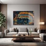 Ruh Bekçisi ve Mitolojik Yaratık: Etnik Desenli Canlı Cam Tablo Duvar Dekoru cam tablo, duvar sanatı, modern dekorasyon, soyut sanat, cam sanat eserleri, iç mekan dekorasyonu, ofis dekorasyonu, ev dekorasyonu, restoran dekorasyonu, cafe dekorasyonu, cam baskı, UV baskı, estetik duvar sanatı