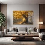 Huzurun Altın Işığı: Buddha Meditasyon Cam Tablo | Modern Duvar Dekorasyonu Duvar Dekoru cam tablo, duvar sanatı, modern dekorasyon, soyut sanat, cam sanat eserleri, iç mekan dekorasyonu, ofis dekorasyonu, ev dekorasyonu, restoran dekorasyonu, cafe dekorasyonu, cam baskı, UV baskı, estetik duvar sanatı