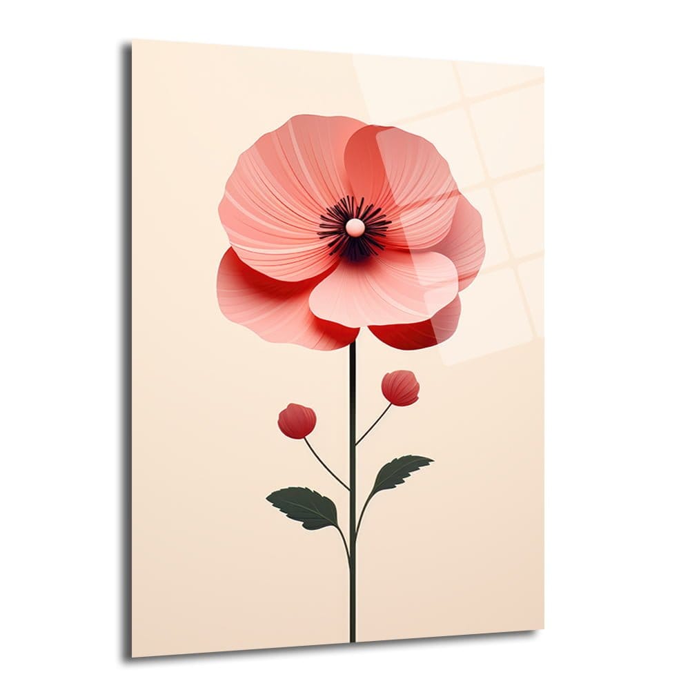 Minimalist Gelincik Zarafeti: Pembe Modern Cam Tablo Duvar Dekoru cam tablo, duvar sanatı, modern dekorasyon, soyut sanat, cam sanat eserleri, iç mekan dekorasyonu, ofis dekorasyonu, ev dekorasyonu, restoran dekorasyonu, cafe dekorasyonu, cam baskı, UV baskı, estetik duvar sanatı