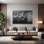 Siyah Beyaz Akış: Modern Soyut Kaligrafi Temperli Cam Tablo Duvar Dekoru cam tablo, duvar sanatı, modern dekorasyon, soyut sanat, cam sanat eserleri, iç mekan dekorasyonu, ofis dekorasyonu, ev dekorasyonu, restoran dekorasyonu, cafe dekorasyonu, cam baskı, UV baskı, estetik duvar sanatı