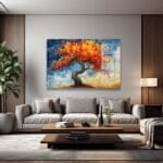 Sonbahar Dansı: Canlı Renklerle Modern Cam Tablo Duvar Dekoru cam tablo, duvar sanatı, modern dekorasyon, soyut sanat, cam sanat eserleri, iç mekan dekorasyonu, ofis dekorasyonu, ev dekorasyonu, restoran dekorasyonu, cafe dekorasyonu, cam baskı, UV baskı, estetik duvar sanatı
