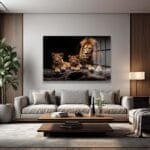 Aslan Ailesi: Vahşi Doğanın Asaleti Temperli Cam Tablo Duvar Dekoru cam tablo, duvar sanatı, modern dekorasyon, soyut sanat, cam sanat eserleri, iç mekan dekorasyonu, ofis dekorasyonu, ev dekorasyonu, restoran dekorasyonu, cafe dekorasyonu, cam baskı, UV baskı, estetik duvar sanatı