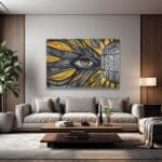 Uyanışın Gözü: Altın ve Gri Tonlarda Modern Sanat Cam Tablo Duvar Dekoru cam tablo, duvar sanatı, modern dekorasyon, soyut sanat, cam sanat eserleri, iç mekan dekorasyonu, ofis dekorasyonu, ev dekorasyonu, restoran dekorasyonu, cafe dekorasyonu, cam baskı, UV baskı, estetik duvar sanatı