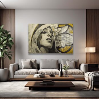 Gizemli Zarafet: Kanatlı Kadın Modern Sanat Cam Tablo - Glazella Gizemli Zarafet: Kanatlı Kadın Modern Sanat Cam Tablo - Glazella
