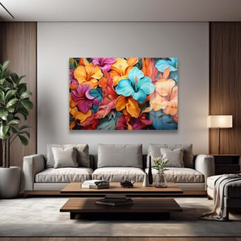Canlı Tropikal Hibiskus: Modern Dekoratif Cam Tablo - Glazella