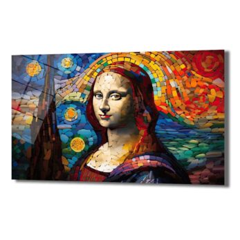 Mona Lisa'nın Yıldızlı Gecesi: Mozaik Cam Tablo - Glazella