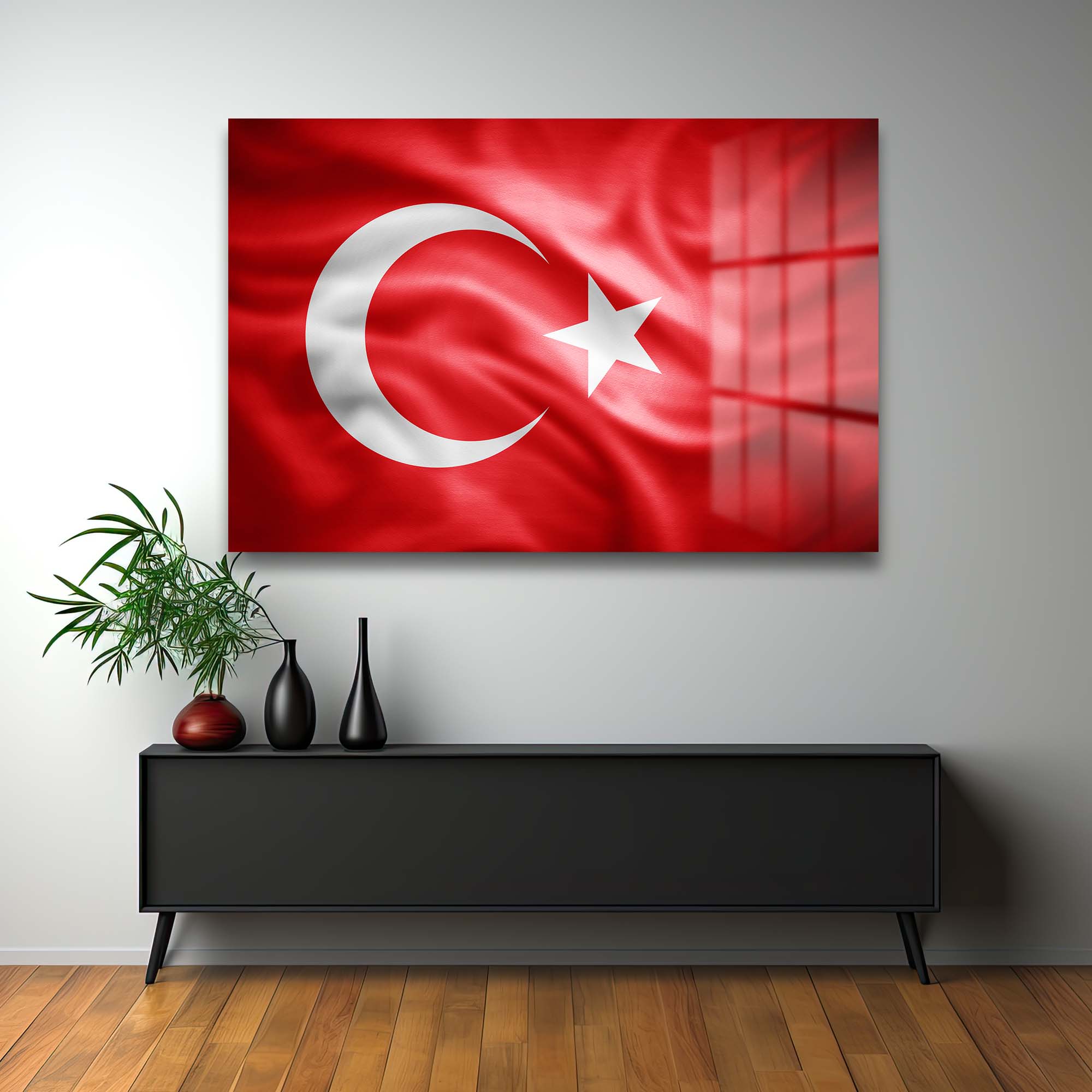 Gururla Dalgalanan Ay Yıldız: Türk Bayrağı Cam Tablo Duvar Dekoru cam tablo, duvar sanatı, modern dekorasyon, soyut sanat, cam sanat eserleri, iç mekan dekorasyonu, ofis dekorasyonu, ev dekorasyonu, restoran dekorasyonu, cafe dekorasyonu, cam baskı, UV baskı, estetik duvar sanatı