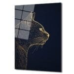 Asil Kedi Silüeti: Altın Çizgili Modern Cam Tablo Duvar Dekoru cam tablo, duvar sanatı, modern dekorasyon, soyut sanat, cam sanat eserleri, iç mekan dekorasyonu, ofis dekorasyonu, ev dekorasyonu, restoran dekorasyonu, cafe dekorasyonu, cam baskı, UV baskı, estetik duvar sanatı