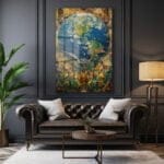 Küresel Mozaik: Dünya Temalı Modern Temperli Cam Tablo Duvar Dekoru cam tablo, duvar sanatı, modern dekorasyon, soyut sanat, cam sanat eserleri, iç mekan dekorasyonu, ofis dekorasyonu, ev dekorasyonu, restoran dekorasyonu, cafe dekorasyonu, cam baskı, UV baskı, estetik duvar sanatı