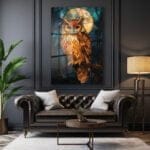 Ay Işığında Bilge Baykuş: Vitray Sanatı Temalı Temperli Cam Tablo Duvar Dekoru cam tablo, duvar sanatı, modern dekorasyon, soyut sanat, cam sanat eserleri, iç mekan dekorasyonu, ofis dekorasyonu, ev dekorasyonu, restoran dekorasyonu, cafe dekorasyonu, cam baskı, UV baskı, estetik duvar sanatı