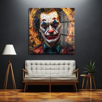 Joker'in Vitray Yansımaları: İkonik Sanat Cam Tablo - Glazella