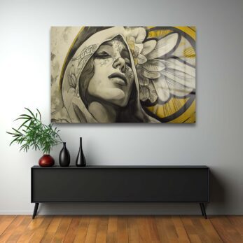 Gizemli Zarafet: Kanatlı Kadın Modern Sanat Cam Tablo - Glazella Gizemli Zarafet: Kanatlı Kadın Modern Sanat Cam Tablo - Glazella