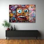 Çığlık Atan Renkler: Modern Graffiti Sanat Cam Tablo Duvar Dekoru cam tablo, duvar sanatı, modern dekorasyon, soyut sanat, cam sanat eserleri, iç mekan dekorasyonu, ofis dekorasyonu, ev dekorasyonu, restoran dekorasyonu, cafe dekorasyonu, cam baskı, UV baskı, estetik duvar sanatı