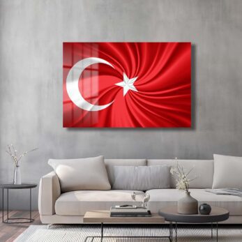 Ay Yıldızın İhtişamı: Dinamik Türk Bayrağı Cam Tablo - Glazella