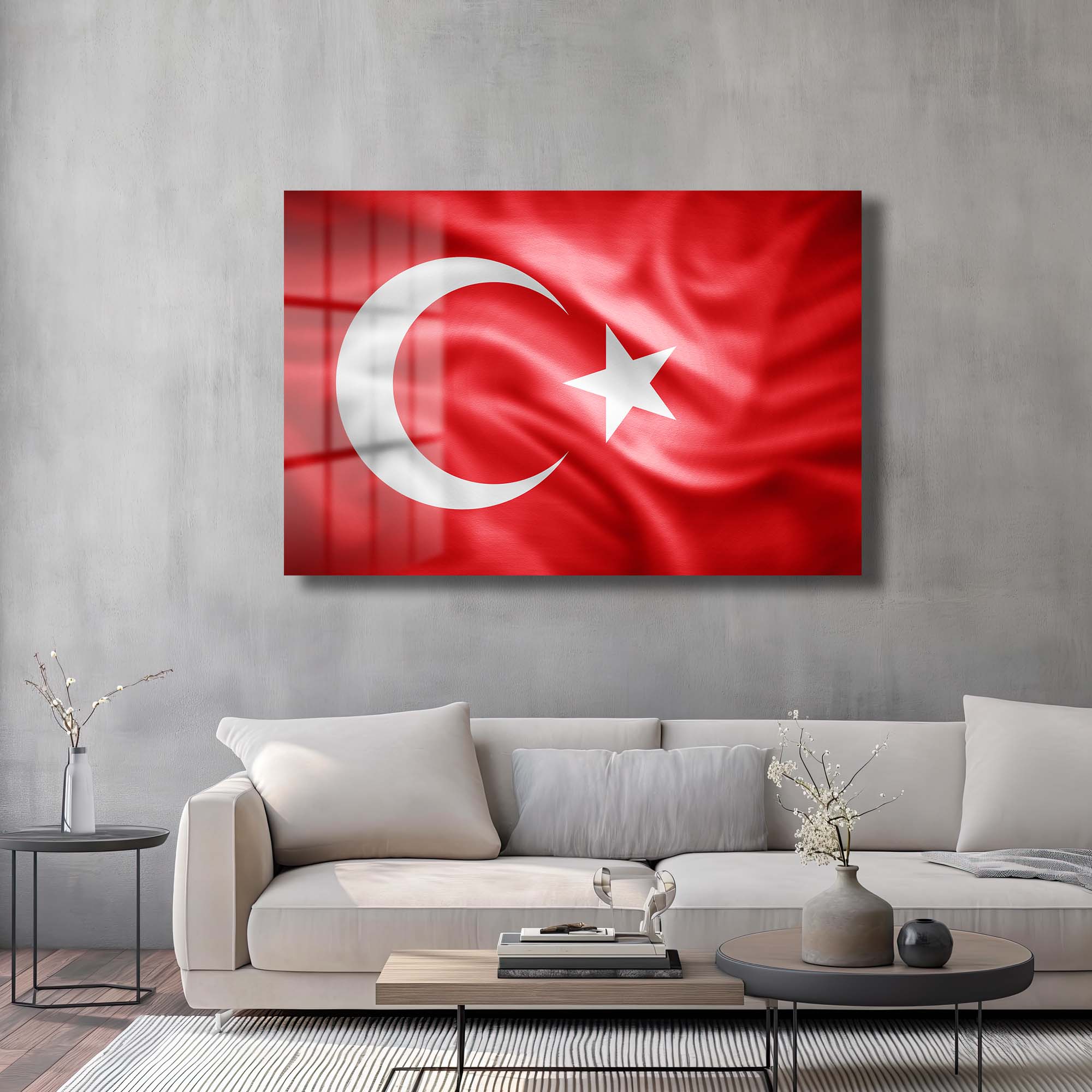 Gururla Dalgalanan Ay Yıldız: Türk Bayrağı Cam Tablo Duvar Dekoru cam tablo, duvar sanatı, modern dekorasyon, soyut sanat, cam sanat eserleri, iç mekan dekorasyonu, ofis dekorasyonu, ev dekorasyonu, restoran dekorasyonu, cafe dekorasyonu, cam baskı, UV baskı, estetik duvar sanatı