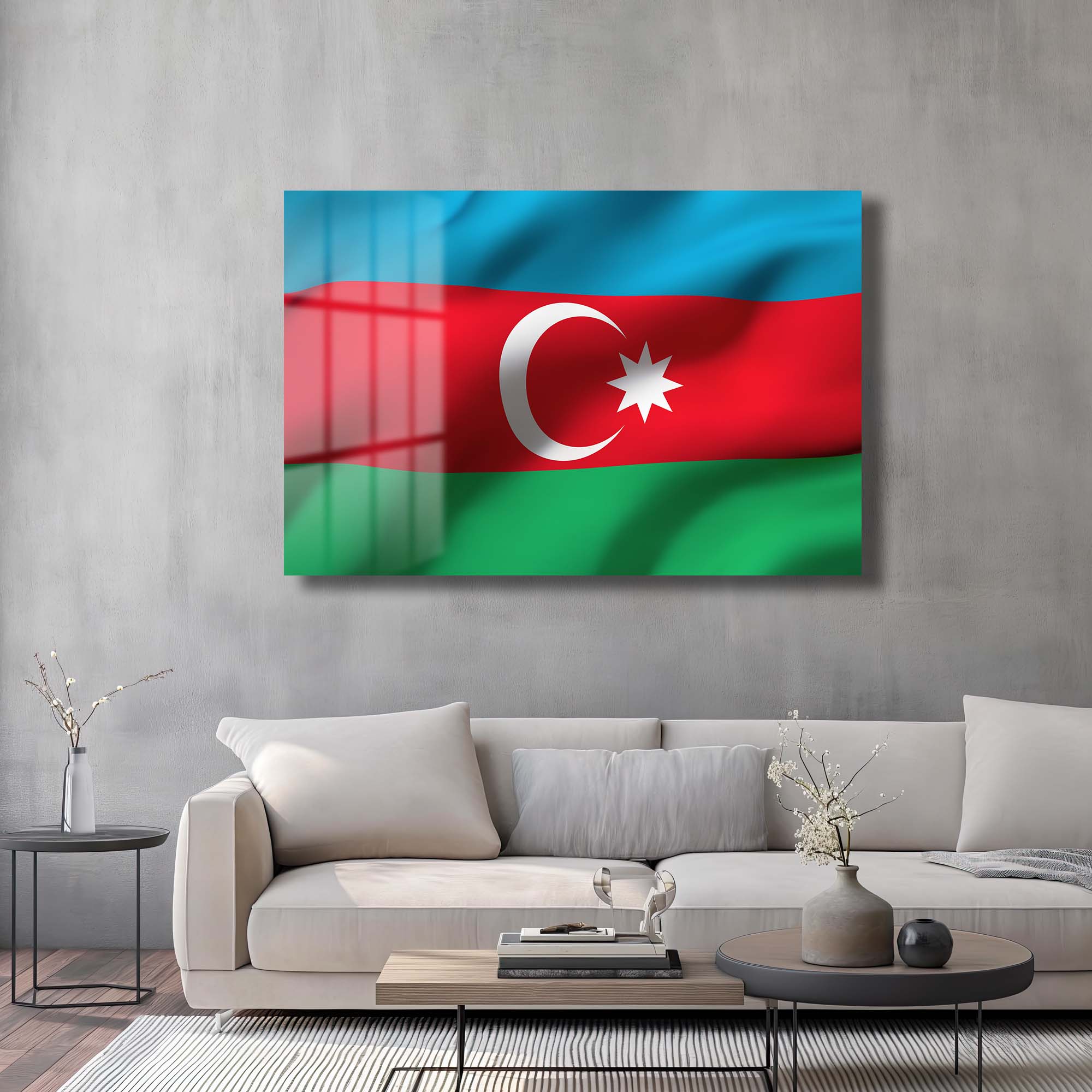 Azerbaycan Bayrağı Cam Tablo | Vatansever Ruhunuzu Yansıtan Şık Duvar Sanatı Duvar Dekoru cam tablo, duvar sanatı, modern dekorasyon, soyut sanat, cam sanat eserleri, iç mekan dekorasyonu, ofis dekorasyonu, ev dekorasyonu, restoran dekorasyonu, cafe dekorasyonu, cam baskı, UV baskı, estetik duvar sanatı