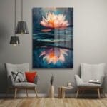 Huzurun Yansıması: Modern Lotus Çiçeği Temperli Cam Tablo Duvar Dekoru cam tablo, duvar sanatı, modern dekorasyon, soyut sanat, cam sanat eserleri, iç mekan dekorasyonu, ofis dekorasyonu, ev dekorasyonu, restoran dekorasyonu, cafe dekorasyonu, cam baskı, UV baskı, estetik duvar sanatı