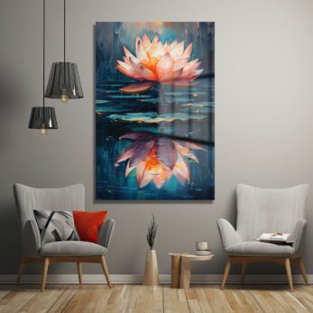 Huzurun Yansıması: Modern Lotus Çiçeği Temperli Cam Tablo - Glazella Huzurun Yansıması: Modern Lotus Çiçeği Temperli Cam Tablo - Glazella