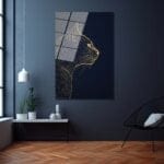 Asil Kedi Silüeti: Altın Çizgili Modern Cam Tablo Duvar Dekoru cam tablo, duvar sanatı, modern dekorasyon, soyut sanat, cam sanat eserleri, iç mekan dekorasyonu, ofis dekorasyonu, ev dekorasyonu, restoran dekorasyonu, cafe dekorasyonu, cam baskı, UV baskı, estetik duvar sanatı