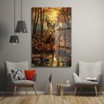 Geyik ve Gün Batımı: Vitray Tarzı Temperli Cam Tablo Duvar Dekoru cam tablo, duvar sanatı, modern dekorasyon, soyut sanat, cam sanat eserleri, iç mekan dekorasyonu, ofis dekorasyonu, ev dekorasyonu, restoran dekorasyonu, cafe dekorasyonu, cam baskı, UV baskı, estetik duvar sanatı