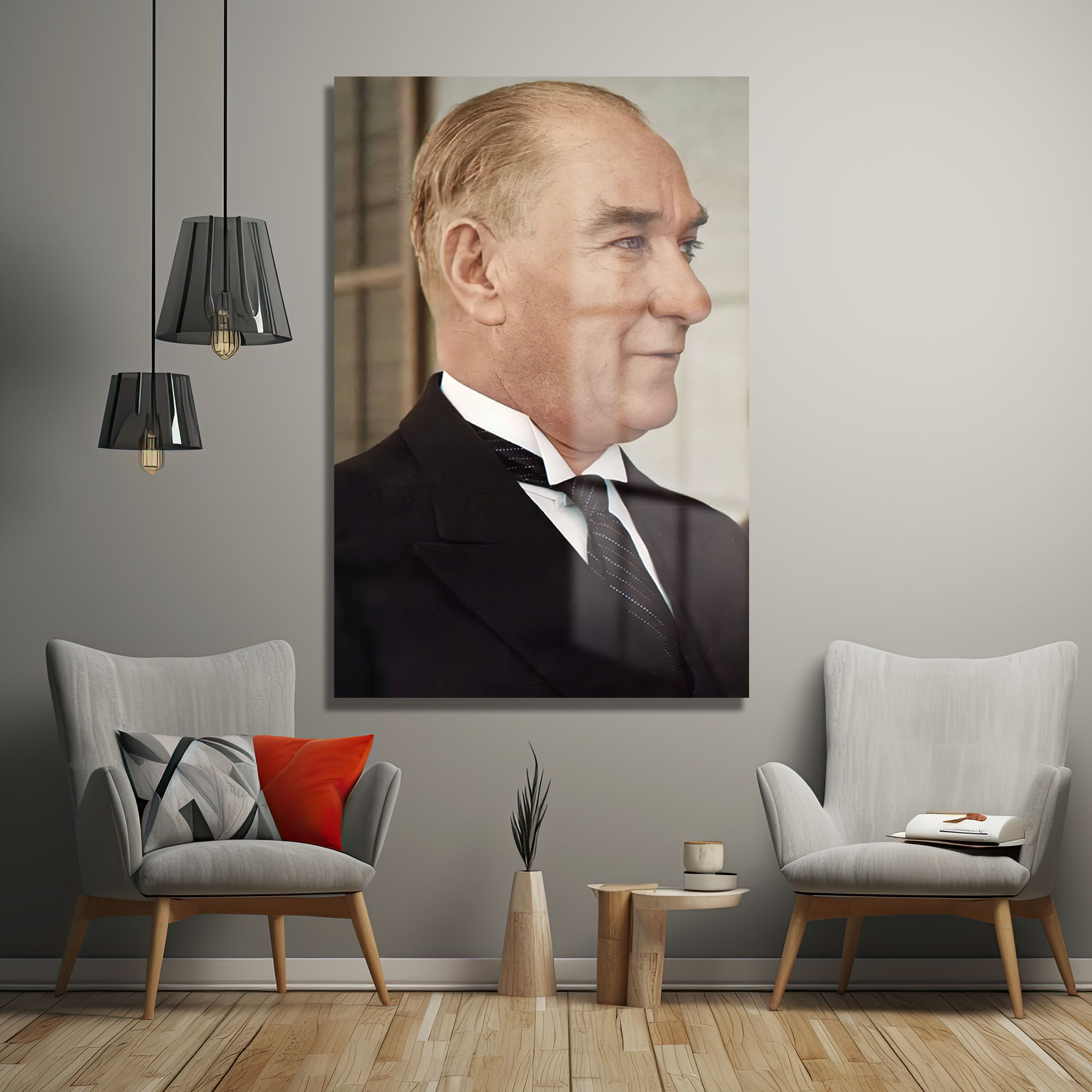Ulu Önder Atatürk'ün Zamansız Bakışı: Temperli Cam Tablo Duvar Dekoru cam tablo, duvar sanatı, modern dekorasyon, soyut sanat, cam sanat eserleri, iç mekan dekorasyonu, ofis dekorasyonu, ev dekorasyonu, restoran dekorasyonu, cafe dekorasyonu, cam baskı, UV baskı, estetik duvar sanatı
