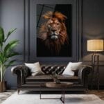 Kralların Kralı: Aslan Portresi Modern Cam Duvar Sanatı Duvar Dekoru cam tablo, duvar sanatı, modern dekorasyon, soyut sanat, cam sanat eserleri, iç mekan dekorasyonu, ofis dekorasyonu, ev dekorasyonu, restoran dekorasyonu, cafe dekorasyonu, cam baskı, UV baskı, estetik duvar sanatı