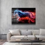 Sonsuz Enerji: Ateş ve Buz Atı Modern Cam Tablo Duvar Dekoru cam tablo, duvar sanatı, modern dekorasyon, soyut sanat, cam sanat eserleri, iç mekan dekorasyonu, ofis dekorasyonu, ev dekorasyonu, restoran dekorasyonu, cafe dekorasyonu, cam baskı, UV baskı, estetik duvar sanatı