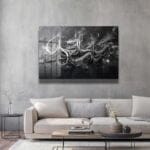 Siyah Beyaz Akış: Modern Soyut Kaligrafi Temperli Cam Tablo Duvar Dekoru cam tablo, duvar sanatı, modern dekorasyon, soyut sanat, cam sanat eserleri, iç mekan dekorasyonu, ofis dekorasyonu, ev dekorasyonu, restoran dekorasyonu, cafe dekorasyonu, cam baskı, UV baskı, estetik duvar sanatı