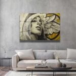 Gizemli Zarafet: Kanatlı Kadın Modern Sanat Cam Tablo Duvar Dekoru cam tablo, duvar sanatı, modern dekorasyon, soyut sanat, cam sanat eserleri, iç mekan dekorasyonu, ofis dekorasyonu, ev dekorasyonu, restoran dekorasyonu, cafe dekorasyonu, cam baskı, UV baskı, estetik duvar sanatı