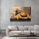 Bereketli Hasat: Klasik Natürmort Temperli Cam Tablo Duvar Dekoru cam tablo, duvar sanatı, modern dekorasyon, soyut sanat, cam sanat eserleri, iç mekan dekorasyonu, ofis dekorasyonu, ev dekorasyonu, restoran dekorasyonu, cafe dekorasyonu, cam baskı, UV baskı, estetik duvar sanatı