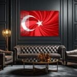 Ay Yıldızın İhtişamı: Dinamik Türk Bayrağı Cam Tablo Duvar Dekoru cam tablo, duvar sanatı, modern dekorasyon, soyut sanat, cam sanat eserleri, iç mekan dekorasyonu, ofis dekorasyonu, ev dekorasyonu, restoran dekorasyonu, cafe dekorasyonu, cam baskı, UV baskı, estetik duvar sanatı