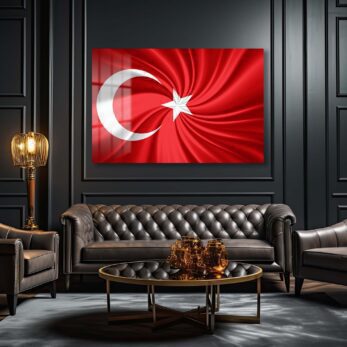 Ay Yıldızın İhtişamı: Dinamik Türk Bayrağı Cam Tablo - Glazella