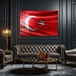 Ay Yıldızın Görkemi: Dalgalanan Türk Bayrağı Cam Tablo Duvar Dekoru cam tablo, duvar sanatı, modern dekorasyon, soyut sanat, cam sanat eserleri, iç mekan dekorasyonu, ofis dekorasyonu, ev dekorasyonu, restoran dekorasyonu, cafe dekorasyonu, cam baskı, UV baskı, estetik duvar sanatı