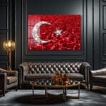 Dalgalanan Ay Yıldız: Türk Bayrağı Temalı Kırılmaz Cam Tablo Duvar Dekoru cam tablo, duvar sanatı, modern dekorasyon, soyut sanat, cam sanat eserleri, iç mekan dekorasyonu, ofis dekorasyonu, ev dekorasyonu, restoran dekorasyonu, cafe dekorasyonu, cam baskı, UV baskı, estetik duvar sanatı
