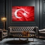Gururla Dalgalanan Ay Yıldız: Türk Bayrağı Cam Tablo Duvar Dekoru cam tablo, duvar sanatı, modern dekorasyon, soyut sanat, cam sanat eserleri, iç mekan dekorasyonu, ofis dekorasyonu, ev dekorasyonu, restoran dekorasyonu, cafe dekorasyonu, cam baskı, UV baskı, estetik duvar sanatı