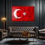 Şanlı Türk Bayrağı: Parlak Temperli Cam Tablo - Vatansever Duvar Dekorasyonu Duvar Dekoru cam tablo, duvar sanatı, modern dekorasyon, soyut sanat, cam sanat eserleri, iç mekan dekorasyonu, ofis dekorasyonu, ev dekorasyonu, restoran dekorasyonu, cafe dekorasyonu, cam baskı, UV baskı, estetik duvar sanatı